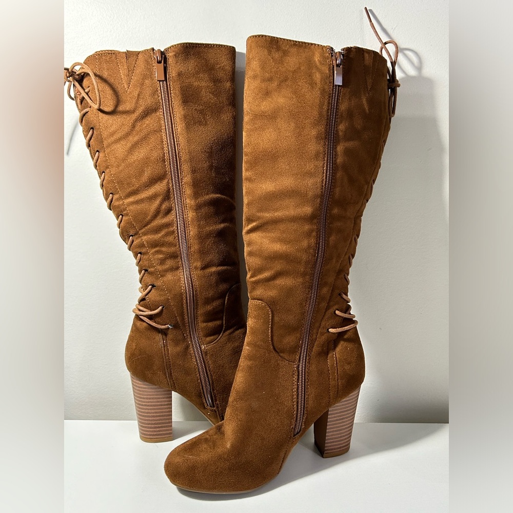 Knee High Golden Brown Boots by Streetwear Society